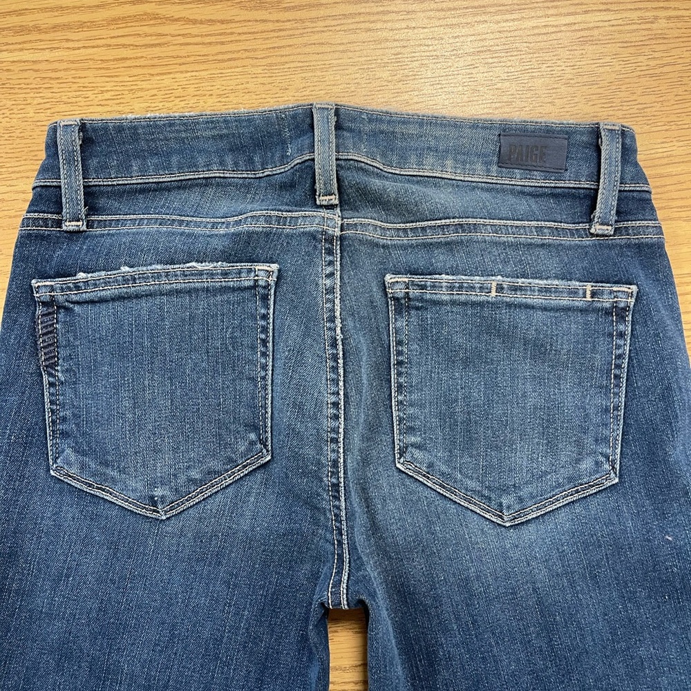 PAIGE Dark Blue Distressed Skinny Jeans - Picture 3 of 5